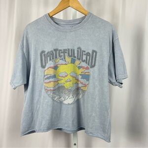 True Vintage LA Medium Grateful Dead Skull Mountain Bear Graphic Crop Top Shirt